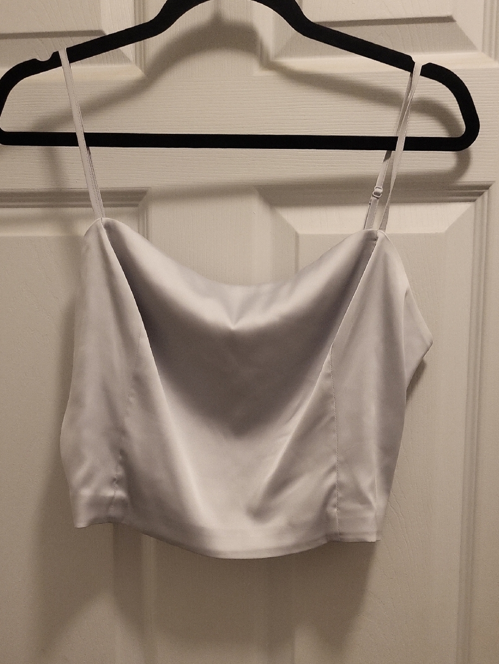 Sunday Best White Satin Cowl Crop Camisole